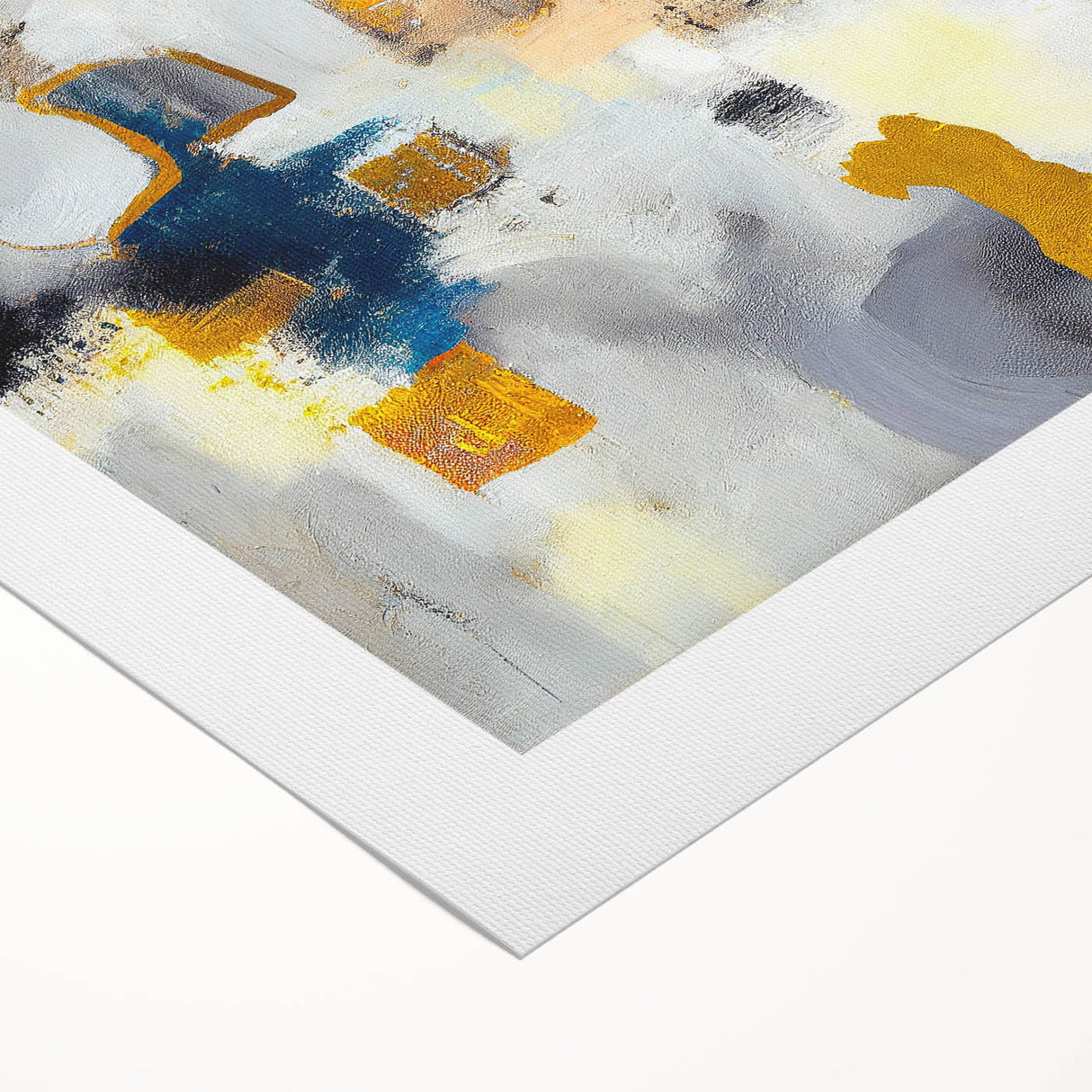 Blushed Blues – Royal Abstract Wall Art with Gold and Gray Accents