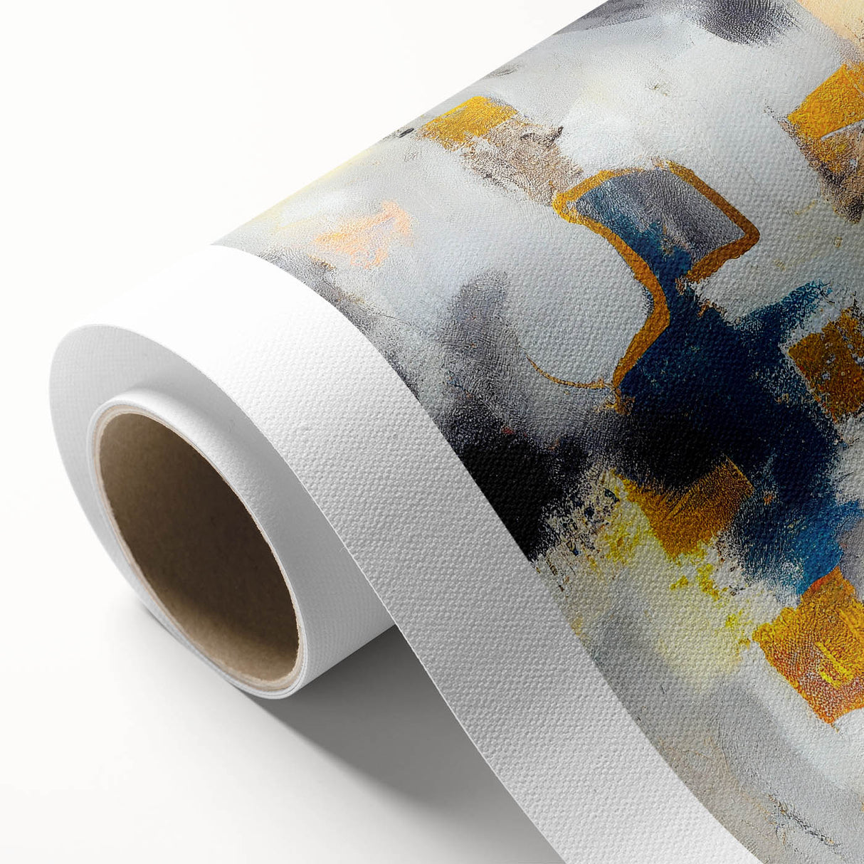Blushed Blues – Royal Abstract Wall Art with Gold and Gray Accents