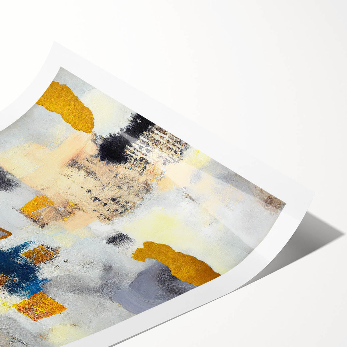 Blushed Blues – Royal Abstract Wall Art with Gold and Gray Accents