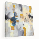 Blushed Blues – Royal Abstract Wall Art with Gold and Gray Accents