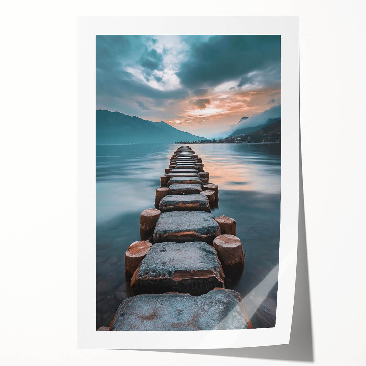 Tranquil Lakeside Pathway – Serene Nature Landscape Art Print