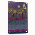 Abstract Minimalist Landscape Paintings – Forest Glow by Moonlight