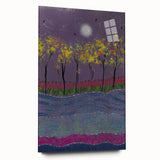 Abstract Minimalist Landscape Paintings – Forest Glow by Moonlight