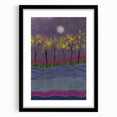 Abstract Minimalist Landscape Paintings – Forest Glow by Moonlight