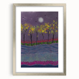 Abstract Minimalist Landscape Paintings – Forest Glow by Moonlight