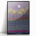 Abstract Minimalist Landscape Paintings – Forest Glow by Moonlight