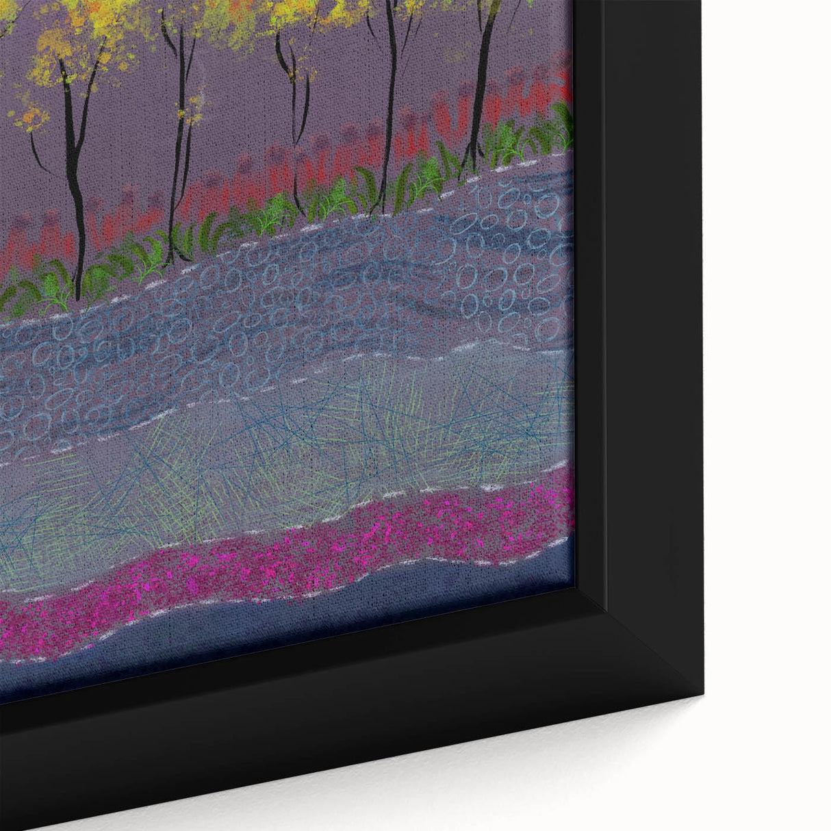 Abstract Minimalist Landscape Paintings – Forest Glow by Moonlight