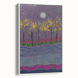 Abstract Minimalist Landscape Paintings – Forest Glow by Moonlight