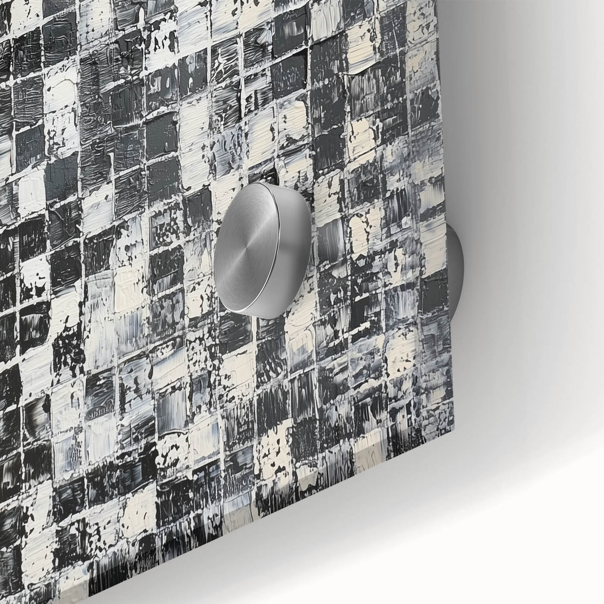 Abstract Art for Sale - Black & White Textured Geometric Print