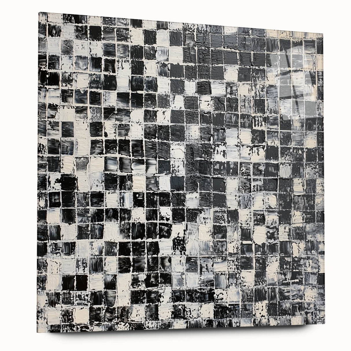 Abstract Art for Sale - Black & White Textured Geometric Print