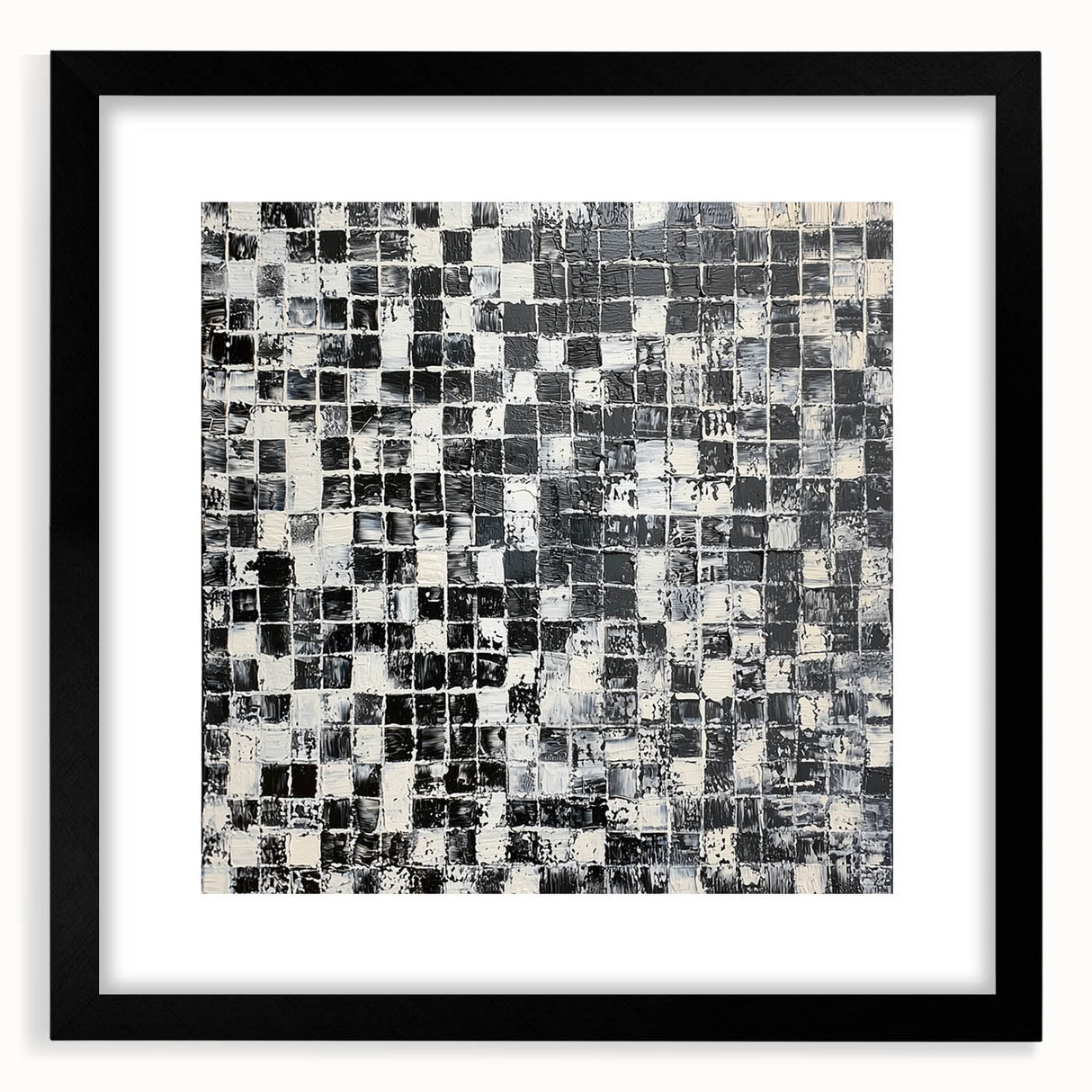 Abstract Art for Sale - Black & White Textured Geometric Print