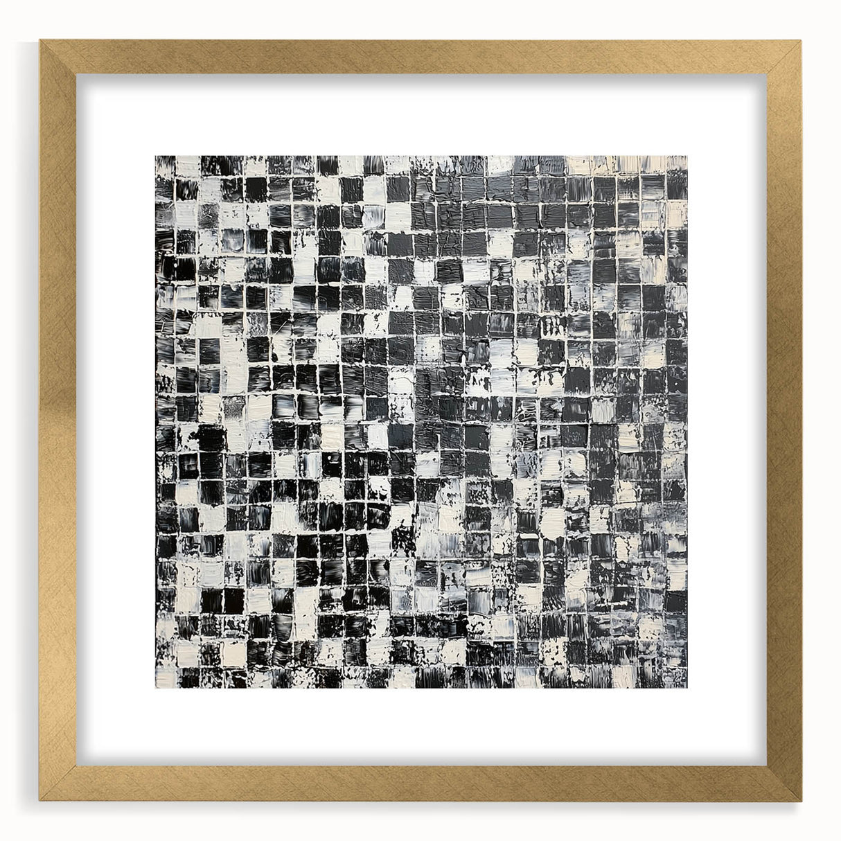 Abstract Art for Sale - Black & White Textured Geometric Print