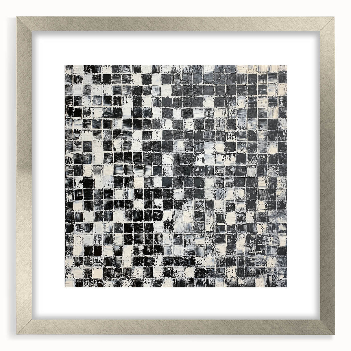 Abstract Art for Sale - Black & White Textured Geometric Print