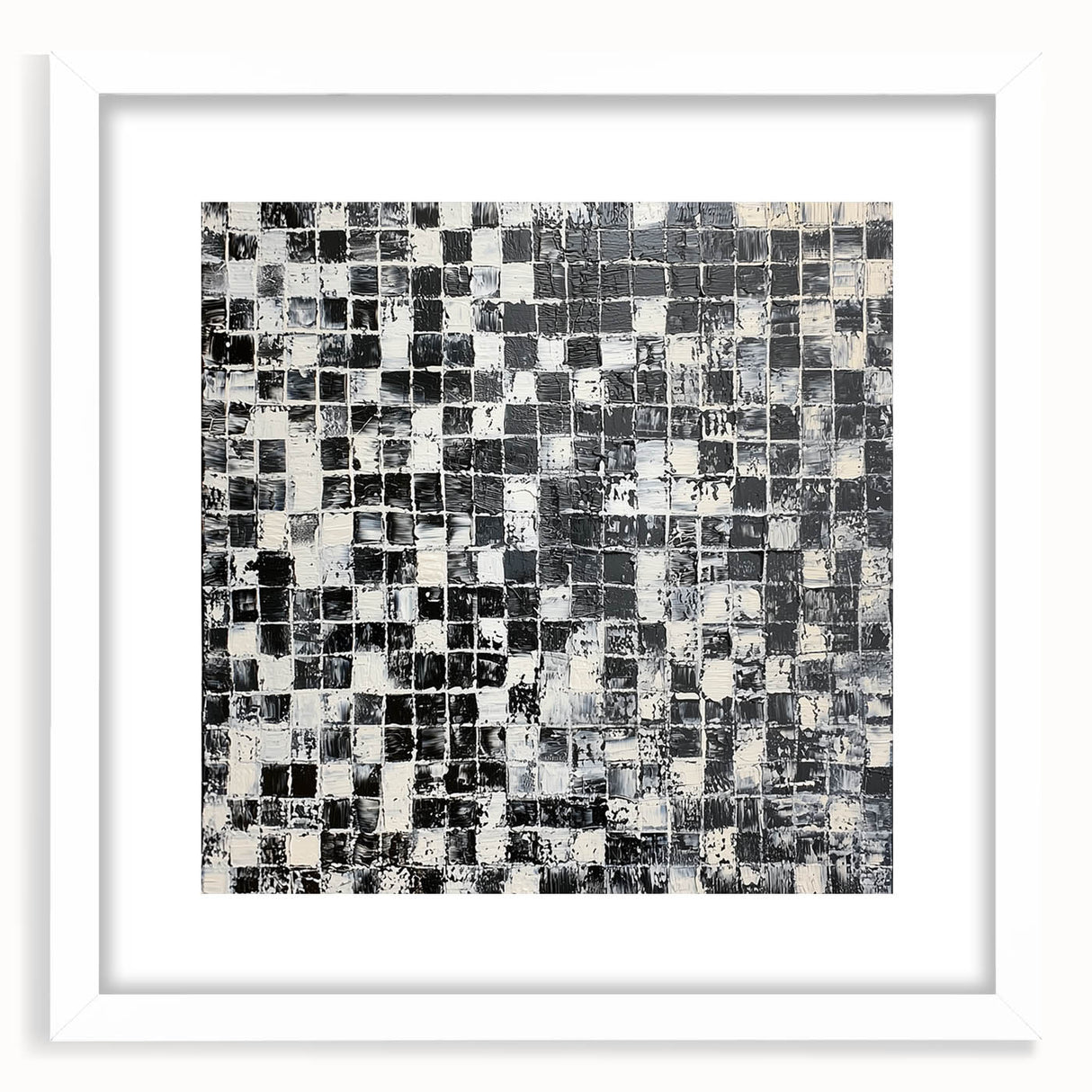 Abstract Art for Sale - Black & White Textured Geometric Print