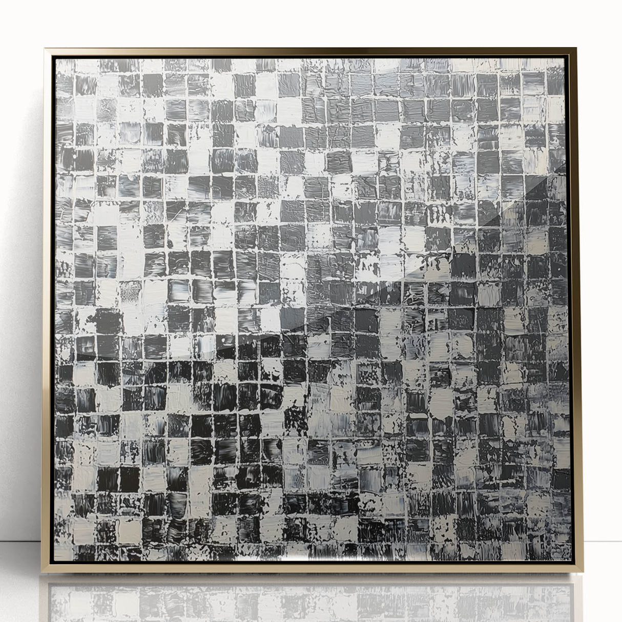 Abstract Art for Sale - Black & White Textured Geometric Print