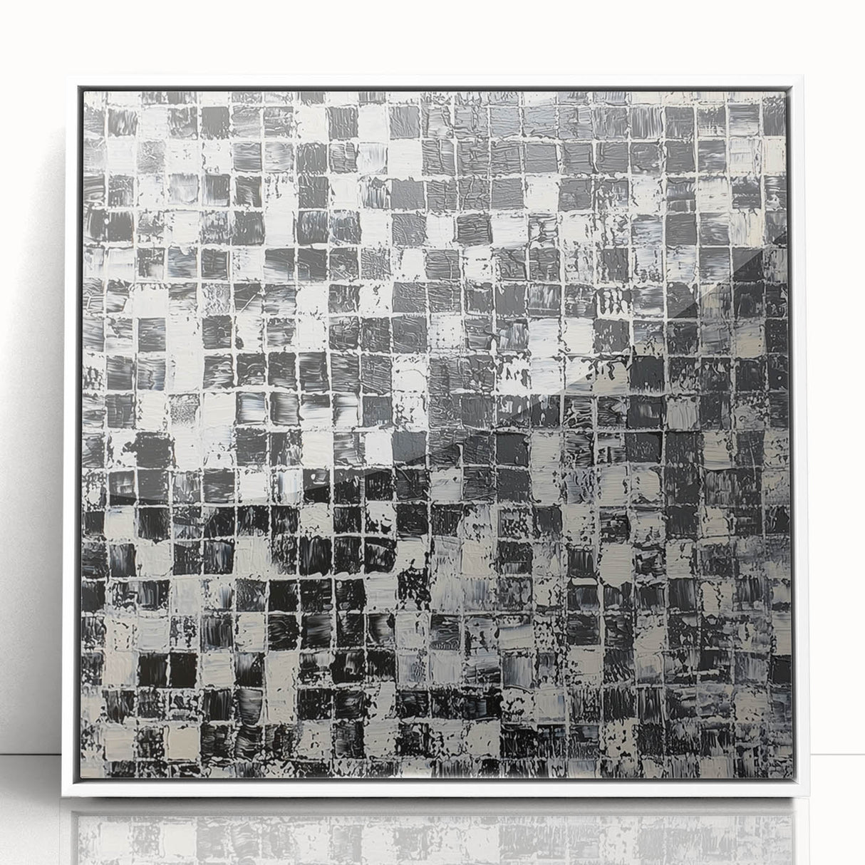 Abstract Art for Sale - Black & White Textured Geometric Print