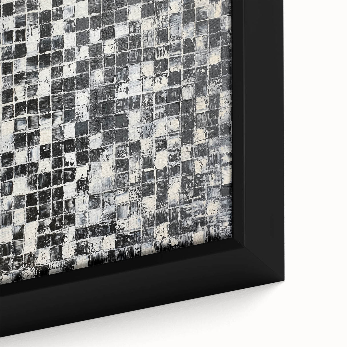 Abstract Art for Sale - Black & White Textured Geometric Print