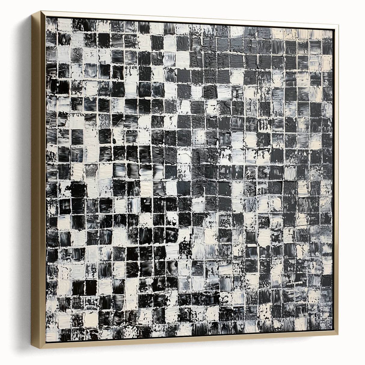 Abstract Art for Sale - Black & White Textured Geometric Print