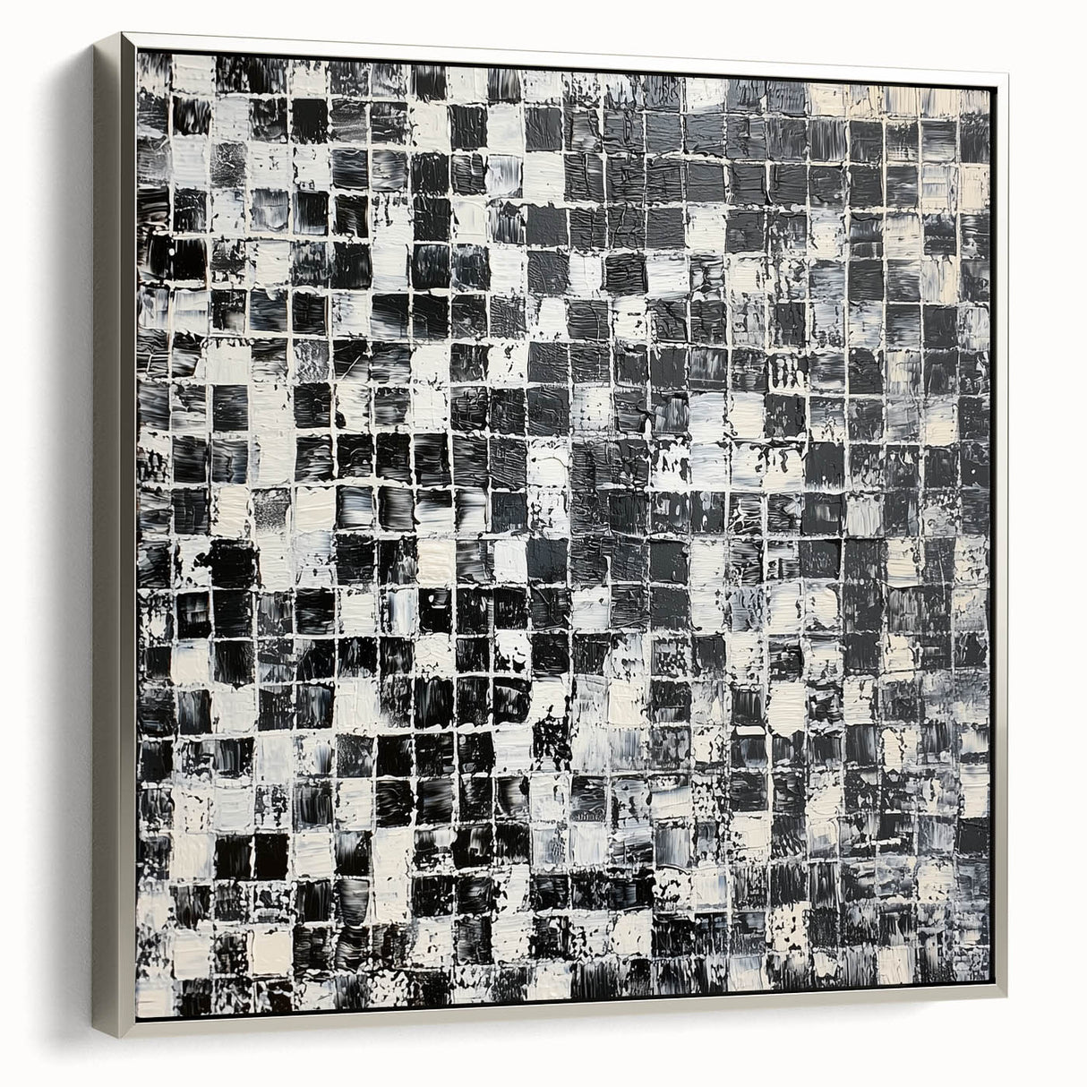 Abstract Art for Sale - Black & White Textured Geometric Print