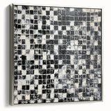 Abstract Art for Sale - Black & White Textured Geometric Print