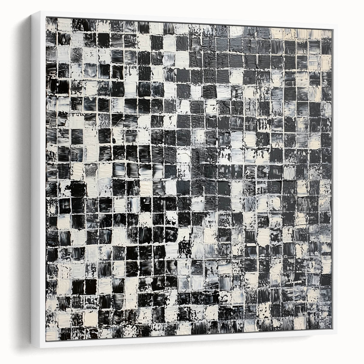 Abstract Art for Sale - Black & White Textured Geometric Print