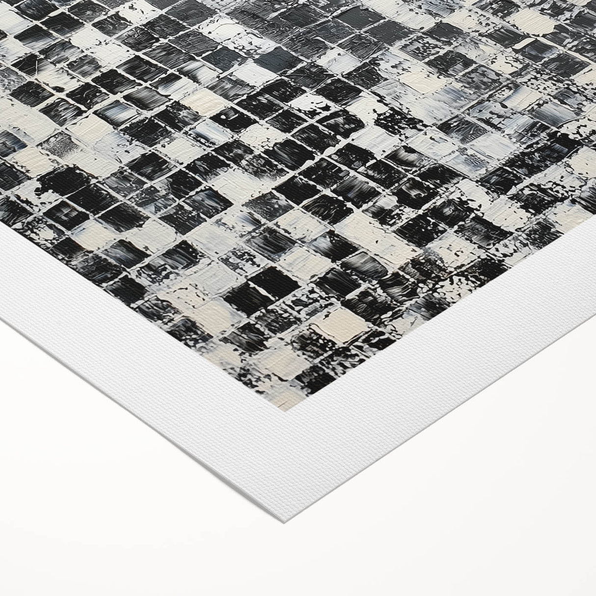 Abstract Art for Sale - Black & White Textured Geometric Print