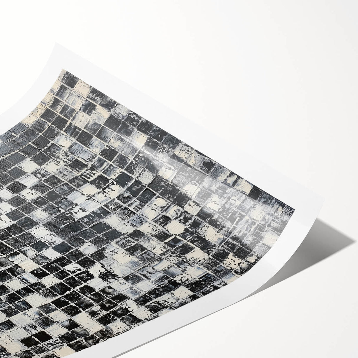 Abstract Art for Sale - Black & White Textured Geometric Print