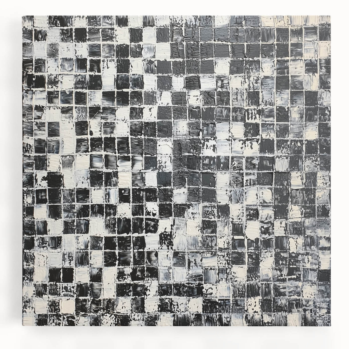Abstract Art for Sale - Black & White Textured Geometric Print