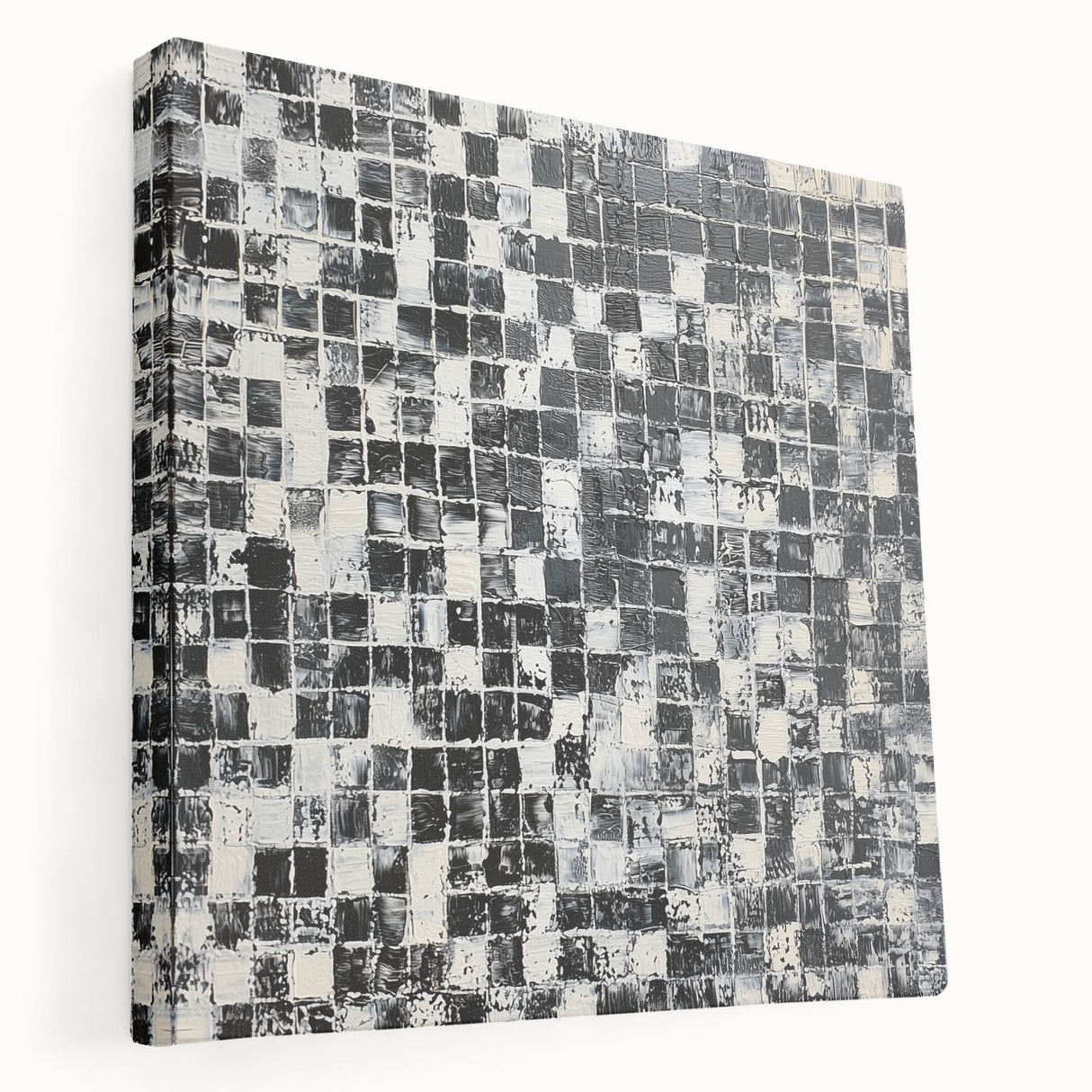 Abstract Art for Sale - Black & White Textured Geometric Print