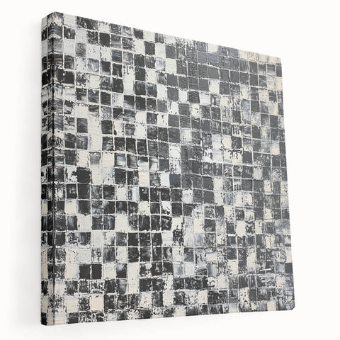 Abstract Art for Sale - Black & White Textured Geometric Print