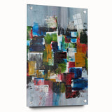 Abstract Canvas Wall Art – Moody Modern Print in Green, Blue & Red