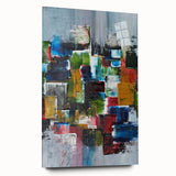 Abstract Canvas Wall Art – Moody Modern Print in Green, Blue & Red