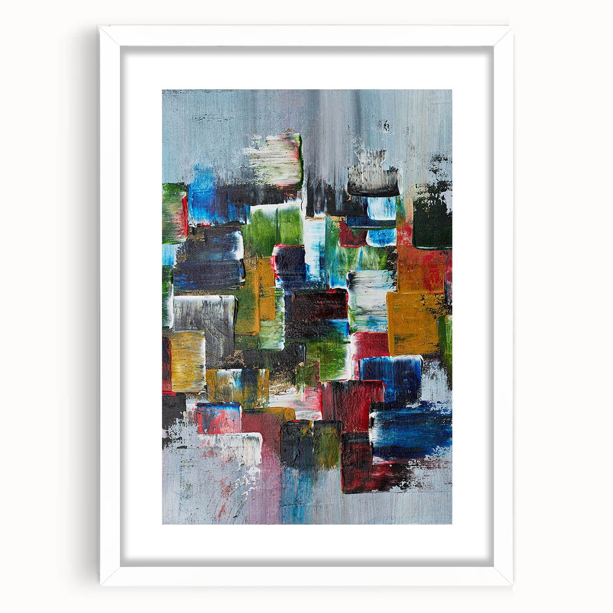 Abstract Canvas Wall Art – Moody Modern Print in Green, Blue & Red