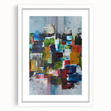 Abstract Canvas Wall Art – Moody Modern Print in Green, Blue & Red