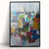 Abstract Canvas Wall Art – Moody Modern Print in Green, Blue & Red
