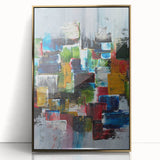 Abstract Canvas Wall Art – Moody Modern Print in Green, Blue & Red