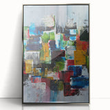 Abstract Canvas Wall Art – Moody Modern Print in Green, Blue & Red
