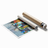 Abstract Canvas Wall Art – Moody Modern Print in Green, Blue & Red