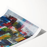 Abstract Canvas Wall Art – Moody Modern Print in Green, Blue & Red