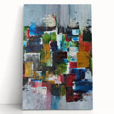Abstract Canvas Wall Art – Moody Modern Print in Green, Blue & Red