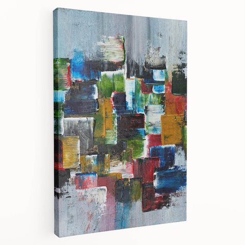 Abstract Canvas Wall Art – Moody Modern Print in Green, Blue & Red