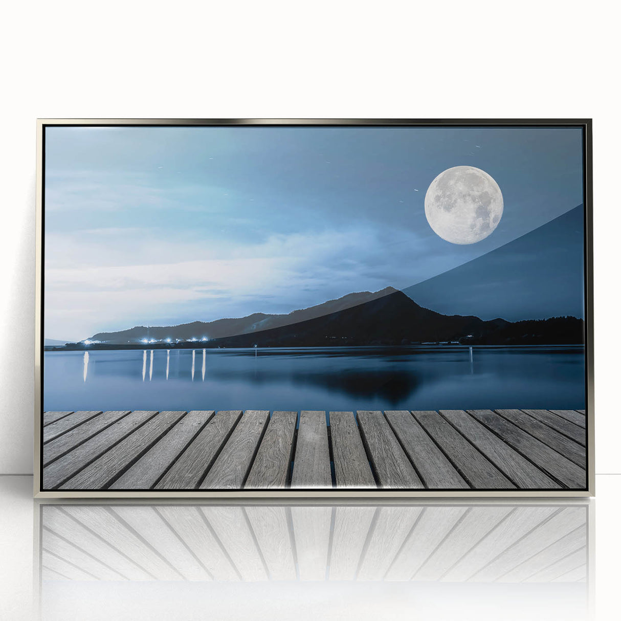 Moonlit Lake Reflection - Fine Art Photography Metal Prints