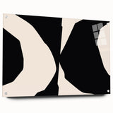 Geometric Minimalist Abstract Wall Art – Black and Cream Contrast