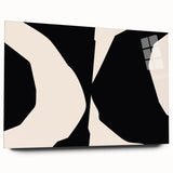 Geometric Minimalist Abstract Wall Art – Black and Cream Contrast