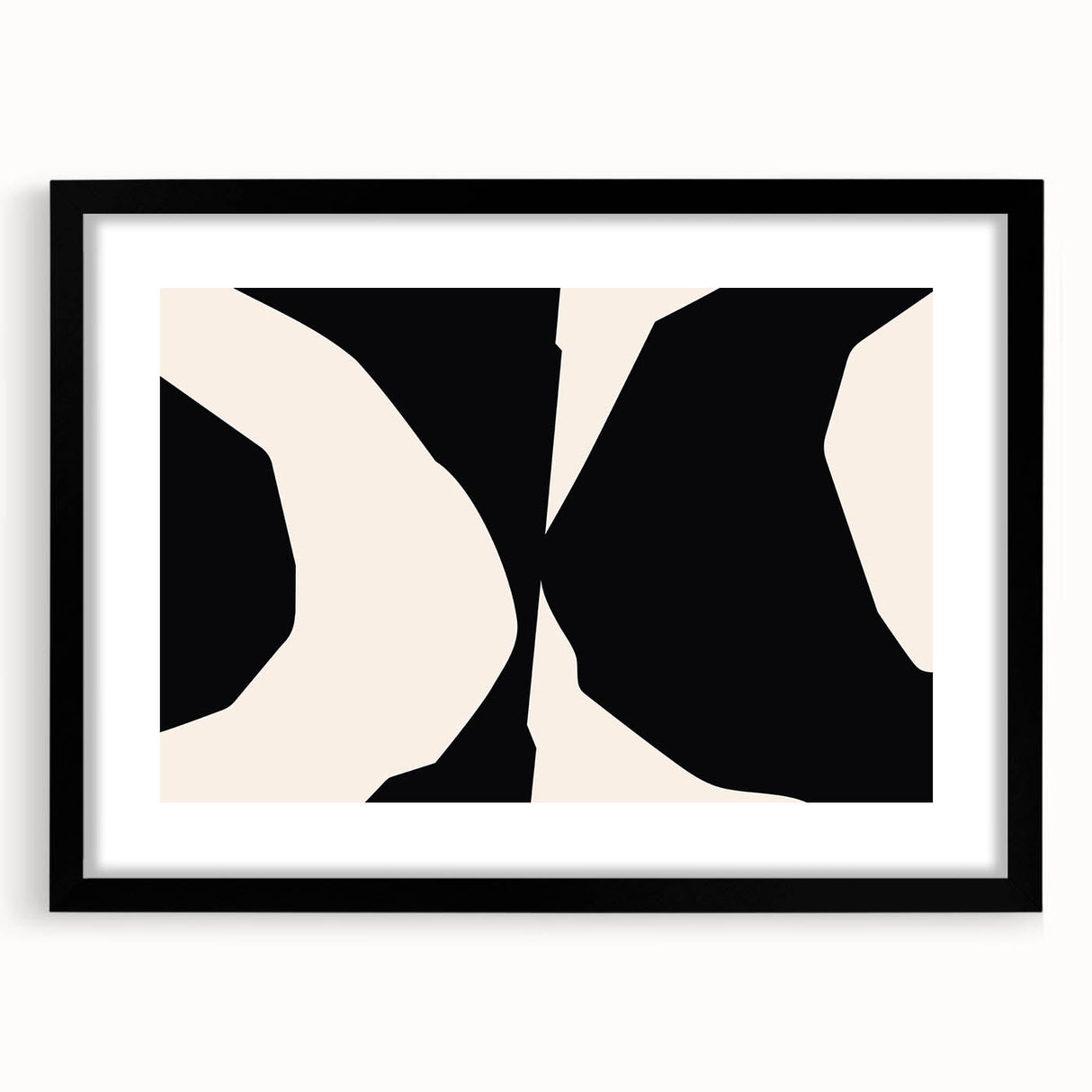 Geometric Minimalist Abstract Wall Art – Black and Cream Contrast