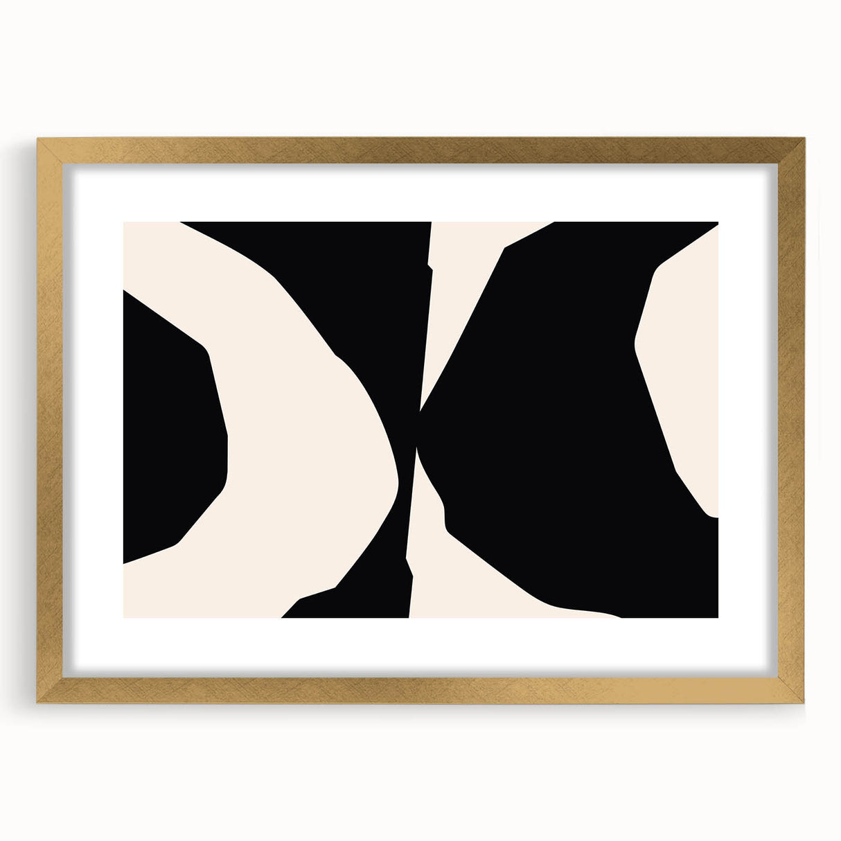 Geometric Minimalist Abstract Wall Art – Black and Cream Contrast