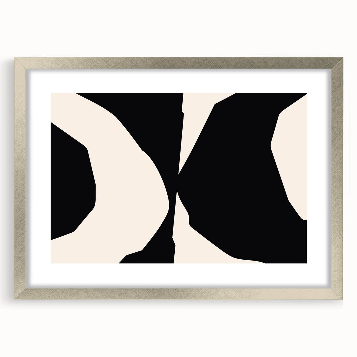 Geometric Minimalist Abstract Wall Art – Black and Cream Contrast