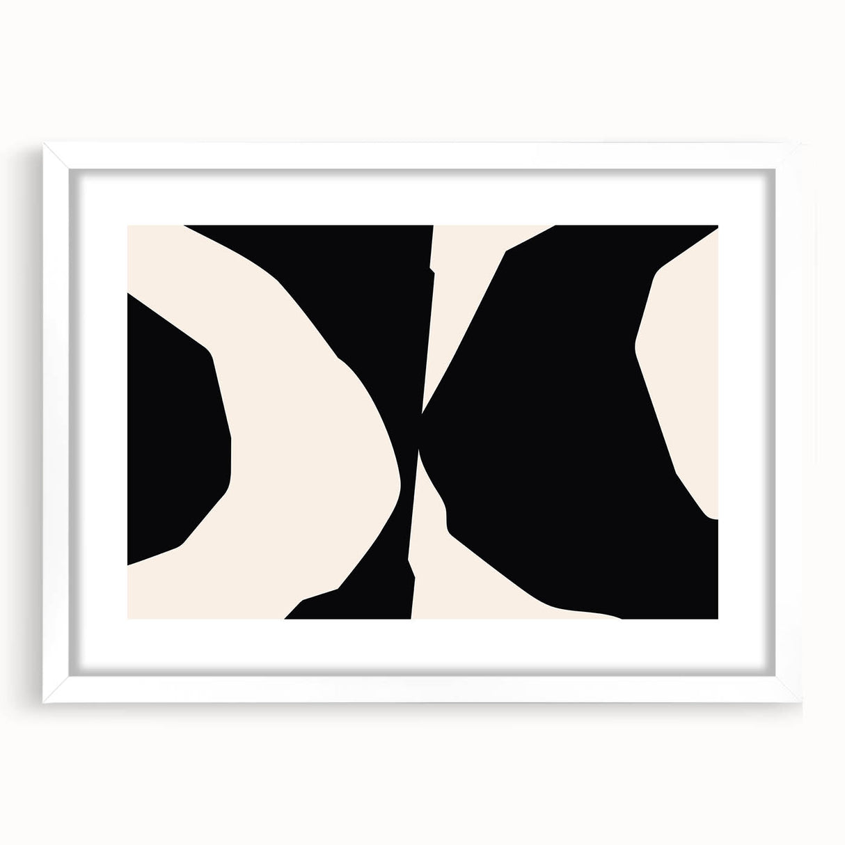 Geometric Minimalist Abstract Wall Art – Black and Cream Contrast