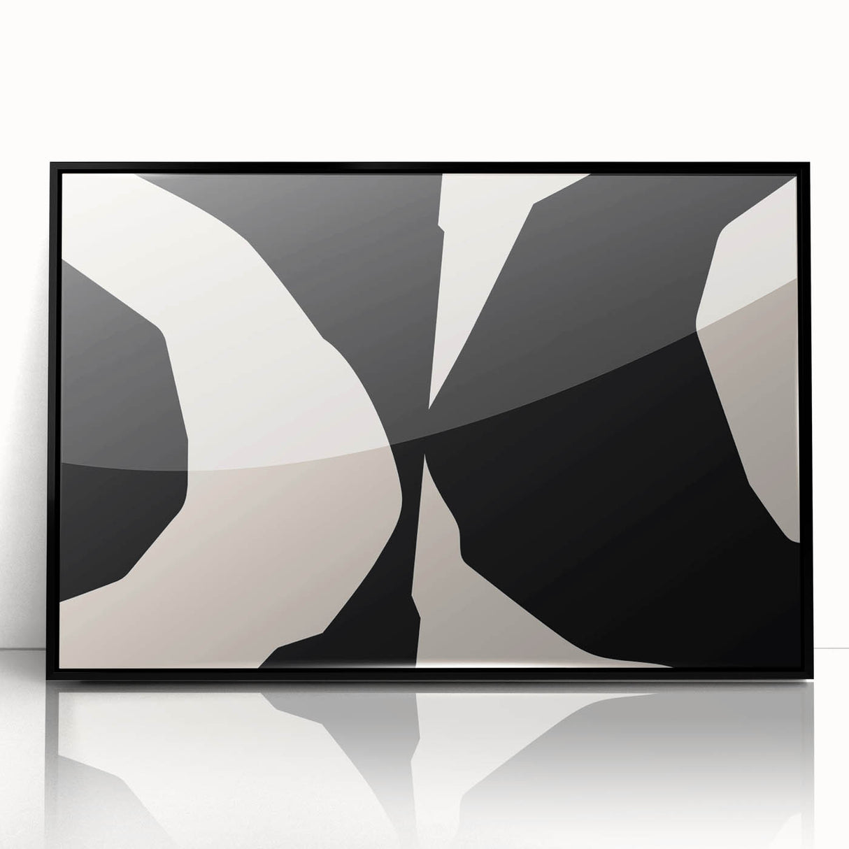 Geometric Minimalist Abstract Wall Art – Black and Cream Contrast
