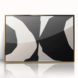 Geometric Minimalist Abstract Wall Art – Black and Cream Contrast